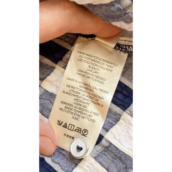 Anthropologie Pilcro And The Letterpress Blue & White Neve Checkered Top, Small - Picture 10 of 12